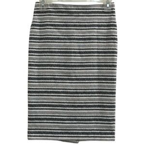 Ann Taylor Petite Navy & White Striped Textured Pencil Skirt 0P Coastal XSP !